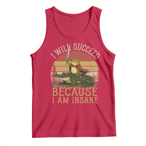 I Will Succeed Because I Am Insane Funny Frog Riding Alligator Tank Top