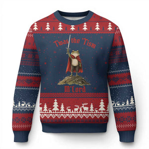 Funny Twas The Tism M Lord Medieval Knight Frog Ugly Christmas Sweater