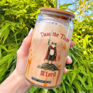 Funny Twas The Tism M Lord Medieval Knight Frog Glass Can