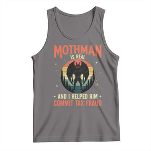 Funny Mothman Is Real And I Helped Him Commit Tax Fraud Tank Top Retro Cryptid Cryptozoology TS11 Deep Heather Print Your Wear