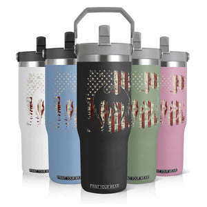 Mothman American Flag Patriotic Cryptid Creature Flip Straw Tumbler