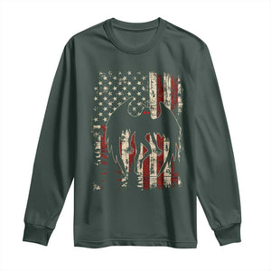 Mothman American Flag Patriotic Cryptid Creature Long Sleeve Shirt TS11 Dark Forest Green Print Your Wear