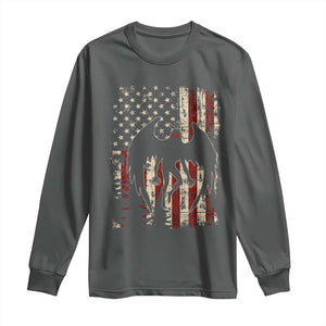 Mothman American Flag Patriotic Cryptid Creature Long Sleeve Shirt TS11 Dark Heather Print Your Wear