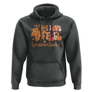 Fall Physical Therapy Hoodie I Love Fall Prevention Retro Groove Maple Leaf Nuts TS11 Dark Heather Print Your Wear