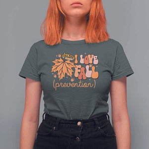 Fall Physical Therapy T Shirt For Women I Love Fall Prevention Retro Groove Maple Leaf Nuts TS11 Dark Heather Print Your Wear