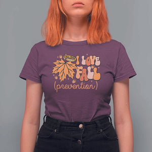 Fall Physical Therapy T Shirt For Women I Love Fall Prevention Retro Groove Maple Leaf Nuts TS11 Maroon Print Your Wear