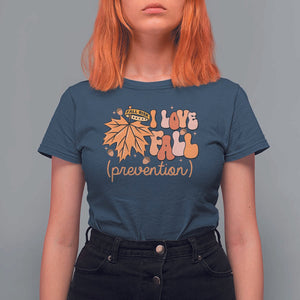 Fall Physical Therapy T Shirt For Women I Love Fall Prevention Retro Groove Maple Leaf Nuts TS11 Navy Print Your Wear