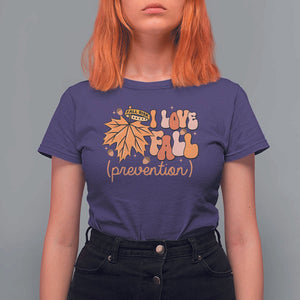 Fall Physical Therapy T Shirt For Women I Love Fall Prevention Retro Groove Maple Leaf Nuts TS11 Purple Print Your Wear
