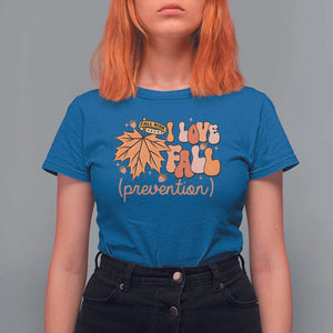 Fall Physical Therapy T Shirt For Women I Love Fall Prevention Retro Groove Maple Leaf Nuts TS11 Royal Blue Print Your Wear