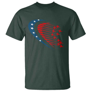 Patriotic T Shirt American Flag Fighter Jets Airplane 4th Of July TS11 Dark Forest Green Print Your Wear