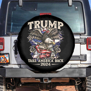 Trump Supporter Spare Tire Cover Trump Take America Back 2024 Eagle Vintage American Flag TS11 No hole Black Print Your Wear