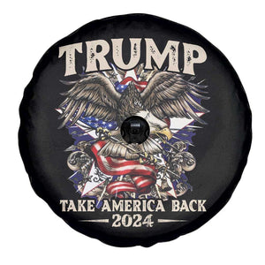 Trump Supporter Spare Tire Cover Trump Take America Back 2024 Eagle Vintage American Flag TS11 Print Your Wear