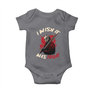 Funny Scary Halloween Slasher Baby Onesie I Wish It Was Friday TS11 Charcoal Print Your Wear