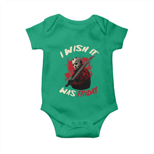 Funny Scary Halloween Slasher Baby Onesie I Wish It Was Friday TS11 Irish Green Print Your Wear