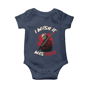 Funny Scary Halloween Slasher Baby Onesie I Wish It Was Friday TS11 Navy Print Your Wear