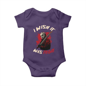 Funny Scary Halloween Slasher Baby Onesie I Wish It Was Friday TS11 Purple Print Your Wear