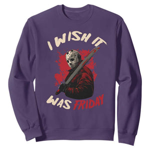 Funny Scary Halloween Slasher Sweatshirt I Wish It Was Friday TS11 Purple Print Your Wear