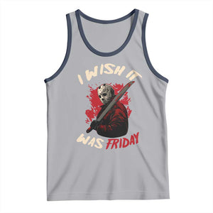Funny Scary Halloween Slasher Tank Top I Wish It Was Friday TS11 Athletic Heather Navy Print Your Wear
