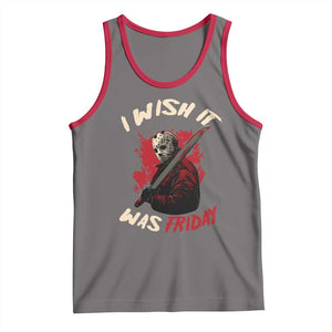 Funny Scary Halloween Slasher Tank Top I Wish It Was Friday TS11 Deep Heather Red Print Your Wear