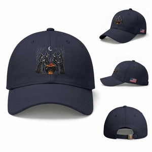 Funny Halloween Witch Spooky Season Orange Cauldron Baseball Cap TS11 Baseball Cap Universal Fit Navy Print Your Wear