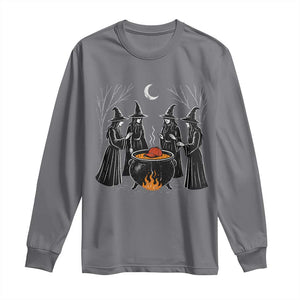 Funny Halloween Witch Spooky Season Orange Cauldron Long Sleeve Shirt TS11 Charcoal Print Your Wear