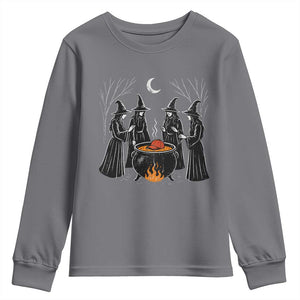 Funny Halloween Witch Spooky Season Orange Cauldron Youth Sweatshirt TS11 Charcoal Print Your Wear