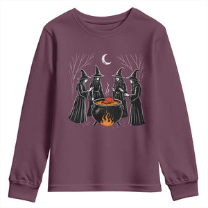 Funny Halloween Witch Spooky Season Orange Cauldron Youth Sweatshirt TS11 Maroon Print Your Wear