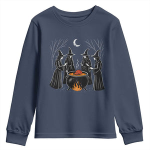 Funny Halloween Witch Spooky Season Orange Cauldron Youth Sweatshirt TS11 Navy Print Your Wear