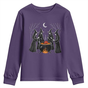 Funny Halloween Witch Spooky Season Orange Cauldron Youth Sweatshirt TS11 Purple Print Your Wear