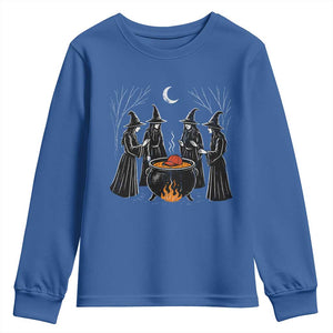 Funny Halloween Witch Spooky Season Orange Cauldron Youth Sweatshirt TS11 Royal Blue Print Your Wear
