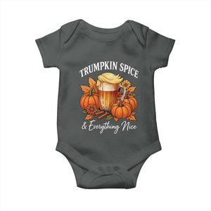 Funny Fall Season Trump Baby Onesie Trumpkin Spice And Everything Nice Pumpkin TS11 Dark Heather Print Your Wear
