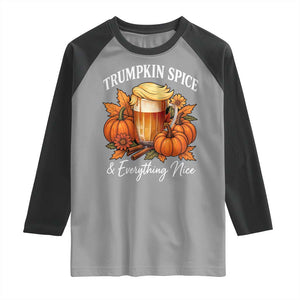 Funny Fall Season Trump Raglan Shirt Trumpkin Spice And Everything Nice Pumpkin TS11 Sport Gray Black Print Your Wear