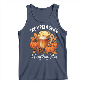 Funny Fall Season Trump Tank Top Trumpkin Spice And Everything Nice Pumpkin TS11 Navy Print Your Wear