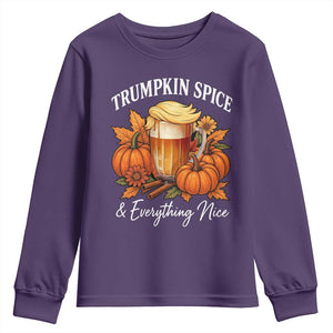 Funny Fall Season Trump Youth Sweatshirt Trumpkin Spice And Everything Nice Pumpkin TS11 Purple Print Your Wear
