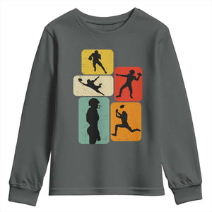 American Football Player Retro Vintage Sport Lover Youth Sweatshirt TS11 Dark Heather Print Your Wear