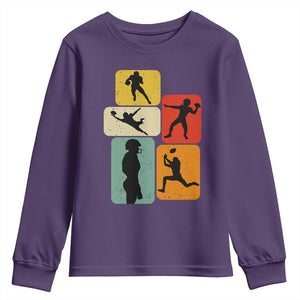 American Football Player Retro Vintage Sport Lover Youth Sweatshirt TS11 Purple Print Your Wear