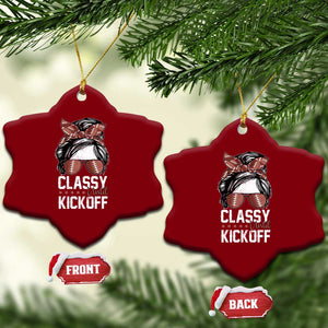 Funny Classy Until Kickoff Ceramic Ornament American Football Game Day Messy Bun TS11 Print Your Wear