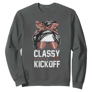 Funny Classy Until Kickoff Sweatshirt American Football Game Day Messy Bun - Print Your Wear
