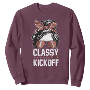 Funny Classy Until Kickoff Sweatshirt American Football Game Day Messy Bun - Print Your Wear
