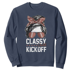 Funny Classy Until Kickoff Sweatshirt American Football Game Day Messy Bun - Print Your Wear