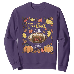 Football And Fall Yall Sweatshirt Fall Season American Football TS11 Purple Print Your Wear