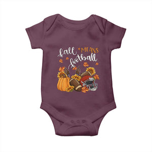 Fall Means Football Baby Onesie Fall Season American Football Thanksgiving TS11 Maroon Print Your Wear