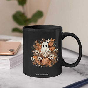 Halloween Ghost Coffee Mug Vintage Floral Pumpkin Glitter Print TS11 Print Your Wear