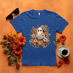 Halloween Ghost T Shirt Vintage Floral Pumpkin Glitter Print TS11 Royal Blue Print Your Wear