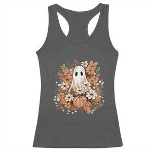 Halloween Ghost Racerback Tank Top Vintage Floral Pumpkin Glitter Print TS11 Dark Heather Print Your Wear
