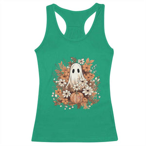 Halloween Ghost Racerback Tank Top Vintage Floral Pumpkin Glitter Print TS11 Irish Green Print Your Wear