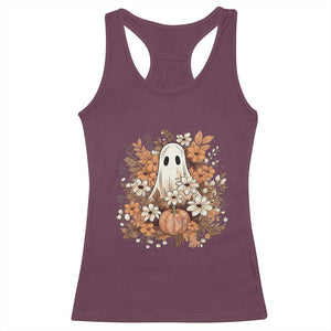 Halloween Ghost Racerback Tank Top Vintage Floral Pumpkin Glitter Print TS11 Maroon Print Your Wear