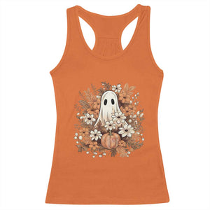Halloween Ghost Racerback Tank Top Vintage Floral Pumpkin Glitter Print TS11 Orange Print Your Wear