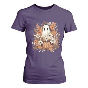 Halloween Ghost T Shirt For Women Vintage Floral Pumpkin Glitter Print TS11 Purple Print Your Wear
