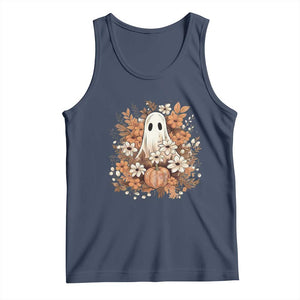 Halloween Ghost Tank Top Vintage Floral Pumpkin Glitter Print TS11 Navy Print Your Wear